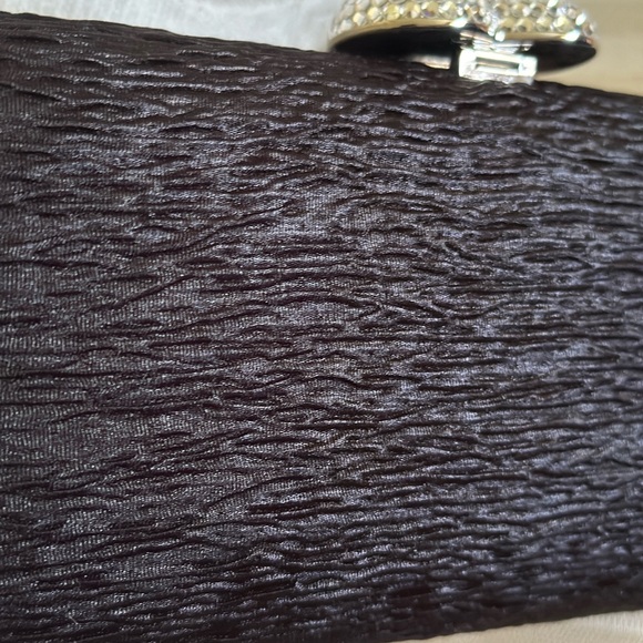 Elegant Black Clutch with Silver Heart Accent and chain - Picture 5 of 12